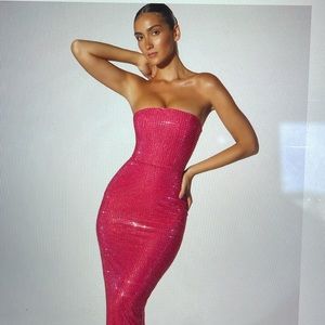 Oh Polly Hot Pink Embellished Dress size 8